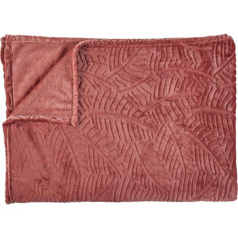 Plaid Flanelle Embosse "Roméo" 120x150cm Terracotta (1/3)