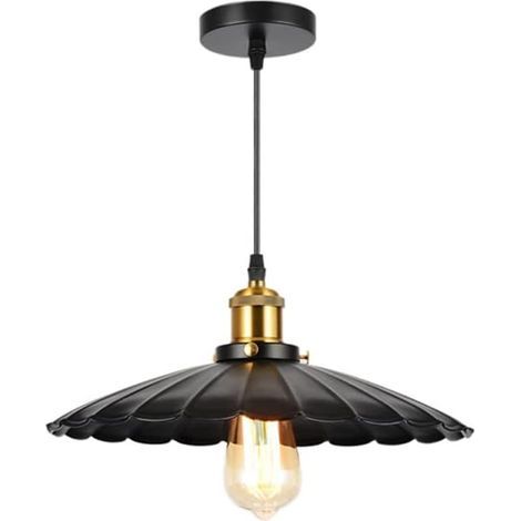 Suspension Noire de Style Industriel rétro pour Cuisine, (30 cm) ,Bar, entrée, Restaurant ou entrepôt (1/5)