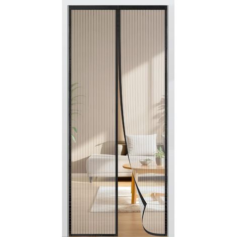 Moustiquaire Porte Fenetre Magnetique 160x220㎝, Rideau de Porte Anti Moustique, Fermeture Automatique Aimantée Pour Portes de Balcon, de Cave et de Terrasse, sans perçage (Noir) (1/5)