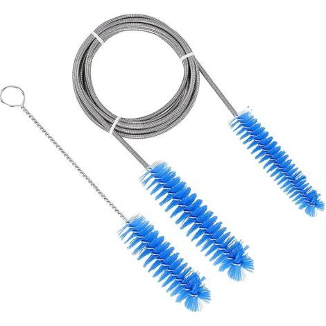 Lot de 2 brosses de nettoyage pour tube d'alimentation flexible, outil de nettoyage pour trou de drainage fin, brosse de nettoyage pour tuyau, brosses de diamètre 15 mm et 19 mm (1/5)