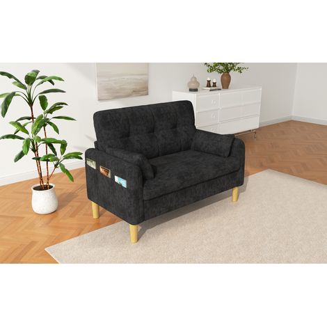 Canapé modulable 2 places 119x78x85 cm en chenille gris, gain de place pour petit salon FLORAGRACE (1/5)