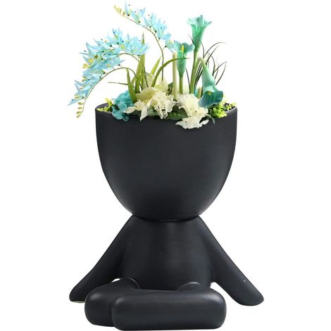 AIDUCHO Vase Exterieur Pot De Fleur En Résine Humanoïde Fleur Séché Décoration De Jardin Vase Vintage Visage Sculpture Cache-Pot Bureau Décor À La Maison Cadeau Fleurs Créatif Vase (B) (1/4)