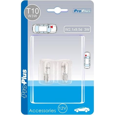 Ampoule de voiture 12V 3W T10 W2,1x9,5d 2 pièces sous blister (1/4)