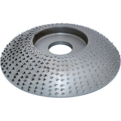 1 disque de meulage d'angle, acier avec revêtement carbure de tungstène, 100 mm, pour sculpture sur bois et façonnage de surfaces courbes (1/3)