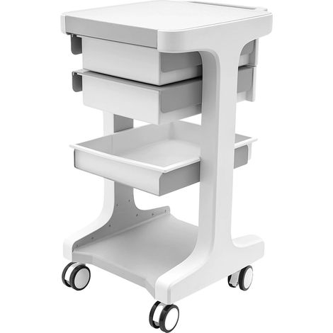 Carro de almacenamiento móvil, diseño de 3 niveles, asa ergonómica, BLANCO (1/2)