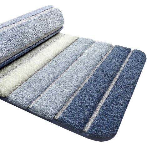 Tapis de Bain Antiderapant,Extra Doux Tapis Salle Bain,Lavable en Machine,Absorbant l'eau,50 x 80 cm,Bleu-Fei Yu (1/5)