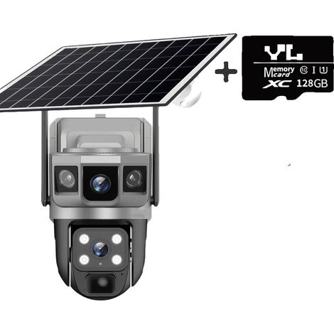 Filiyano-Caméra IP solaire 12 MP, connexion 4G, carte mémoire 128 Go incluse, USB-C, PAL