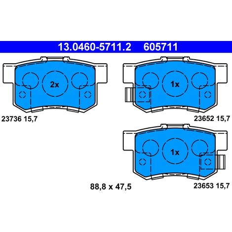 Kit de plaquettes de frein, frein à disque ATE 13.0460-5711.2 HONDA