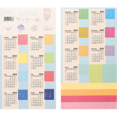 10 ensembles d'autocollants de calendrier 2024, autocollants de calendrier, autocollants pour agenda mensuel, onglets adhésifs-20.80X11.40X0.10CM (1/3)