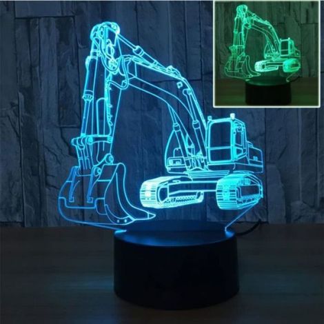Lampe Illusion 3D - Veilleuse Excavatrice LED - Alimentation USB - 7 Couleurs Changeantes - Interrupteur Tactile - Décoration Chambre - 1 Pièce (1/4)