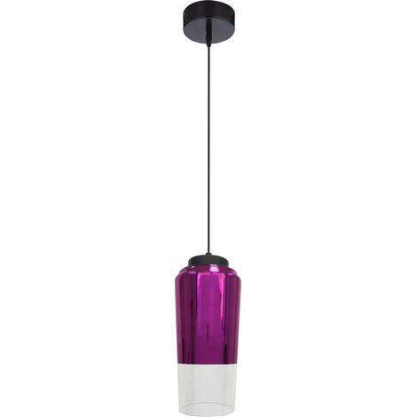 Suspension Candellux Tube verre violet Ø13 noir E27 (1/2)