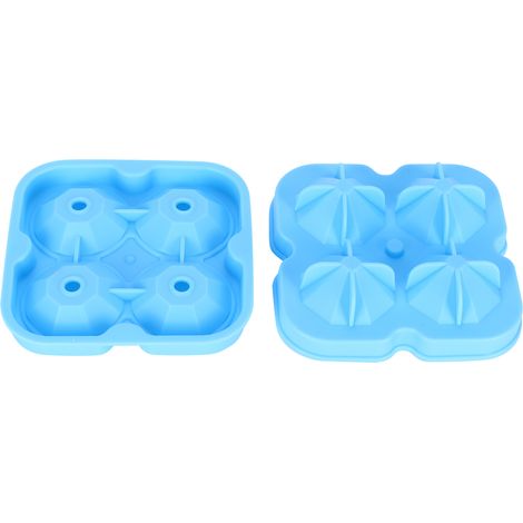 4 wiederverwendbare, rautenförmige Eiswürfelformen aus blauem Silikon für die heimische Küche (1/5)