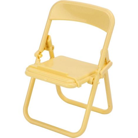 Support de téléphone portable en TPR, orientation portrait et paysage, design tabouret, décoratif et facile à transporter, support mobile de couleur jaune (1/5)