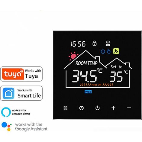 WLAN-Thermostat für Gastherme/Warmwasserbereiter, 3A-Thermostat für Warmwasserbereitung, programmierbar, Speicherfunktion bei Stromausfall, Sprachsteuerung, TUYA-App/SM XXW-Fernbedienung