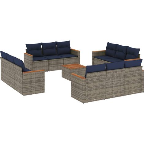 Maison Exclusive - Set Divani da Giardino 13 pz con Cuscini Grigio in Polyrattan (1/5)