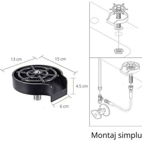 Rinceur De Verre - 5 Jets Hydrojet - Pour Évier Cuisine - Kit Nettoyage Rapide - 1 Pièce (1/4)