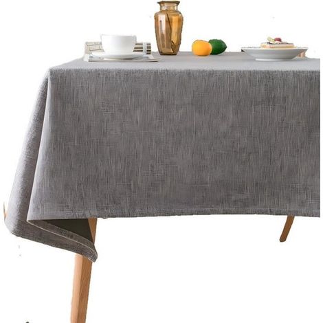 Tischdecke aus Leinen wasserdicht rechteckig Baumwoll-Leinen-Mischgewebe abwischbar geeignet für Esstische und Partys dunkelgrau 140 x 200 cm (1/5)