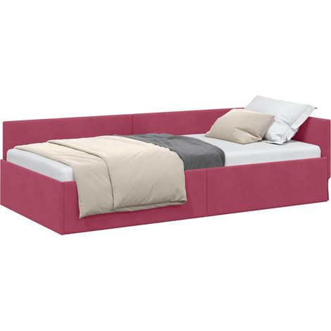 Estructura de cama en esquina Rojo vino 90 cm x 190 cm vidaXL