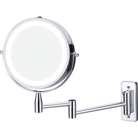 Vergrößerungsspiegel N/AN/A, H. 15 x B. 15 x T. 0,5 cm, schwenkbare LED SANS MARQUE