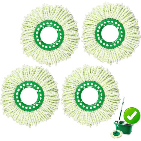 Lot de 4 têtes de balai de rechange pour balai rotatif Libman Tornado, tête de rechange en microfibre réutilisable pour système de balai rotatif Libman Tornado, facile à remplacer, lavable en machine (1/5)