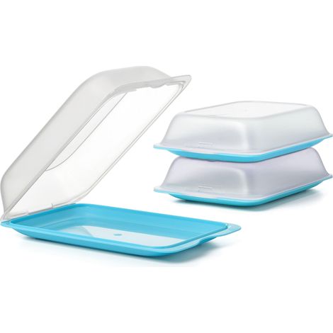 TATAY Set di 3 unità di Contenitori Alimentari per Salumi Fresh Maxi, Polypropylene, Turquoise, 17 x 6,2 x 25,2 cm (1/3)