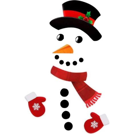 Pegatina decorativa navideña con un muñeco de nieve de dibujos animados, para decorar una puerta, nevera, garaje o armario. (1/5)