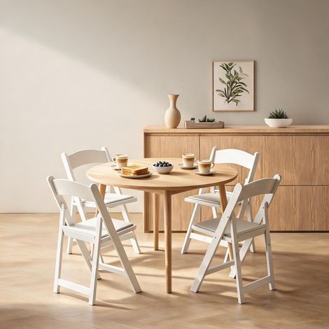 Lot de 4 chaises pliantes blanches en résine et PU en pU Resin (1/5)