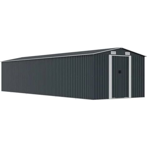 Abri de jardin anthracite 257 x 779 x 181 cm acier galvanisé - Remise jardin rangement extérieur terrasse (1/5)