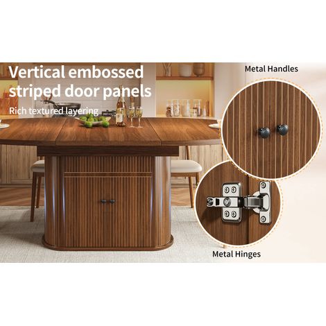 Tavolo da pranzo estensibile 118-158x118x76,5 cm in MDF marrone scuro – MEUBLIV (1/5)