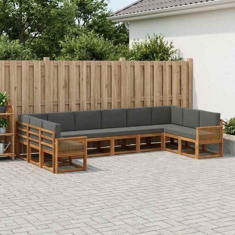vidaXL Outdoor-Sofagarnitur mit Kissen 10 pcs Natur und Anthrazit (1/5)