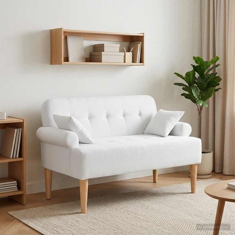 Loveseat con bottoni imbottiti Bianco 120 x 65 x 79 cm Tessuto vidaXL (1/5)