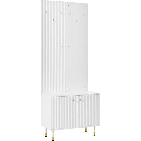 GagaVestiaire entree blanc 70 x 35 x 180 cm crochets metalliques (1/5)