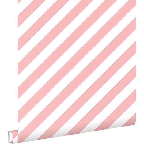 papier peint à rayures rose et blanc - ESTAhome (1/5)