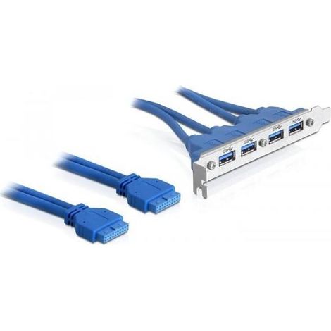 Delock slot usb 3.0 pin header 19 pin 2 x intern  4 x usb 3.0-a hembra ext