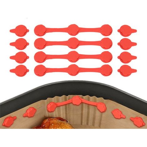 Clip magnético de silicona para freidora de aire, 4 soportes magnéticos resistentes al calor papel hornear, silicona resistente calor alimentario (1/5)