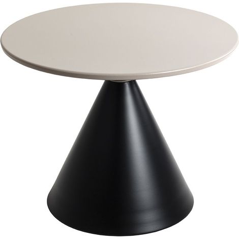 Table basse ronde moderne en métal avec base piédestal coloris Gris/Noir - Diamètre 60 x Hauteur 47 cm (1/5)