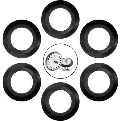 Lot de 6 joints d'évier de cuisine, joint élastomère pour paniers filtrants, diamètre extérieur 56 mm, diamètre intérieur 34 mm, accessoires d'évier, joint de rechange pour filtre d'évier de cuisine ( (1/5)