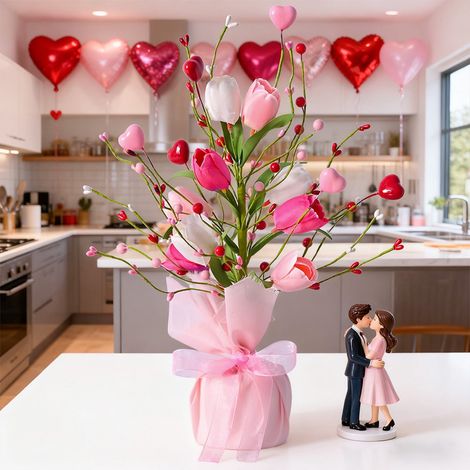 Tulipe Artificielle - Décoration De Table Pour La Saint-Valentin - Ornement De Cheminée Ou Bureau - 1 Pièce (1/5)