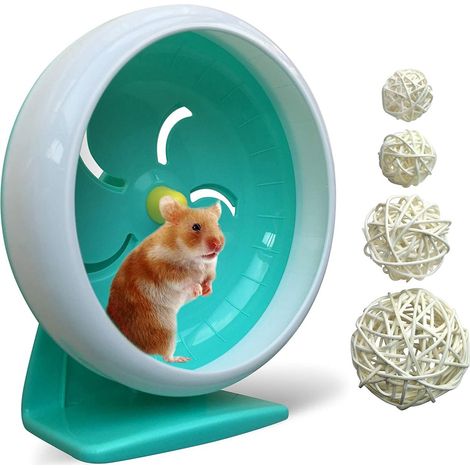 Roue silencieuse pour hamster - Roue d'exercice pour rongeurs en plastique - Silencieuse et durable - 1 pièce - Pour petits rongeurs - Transparente (1/5)