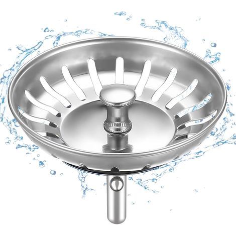 80mm Bouchon d'Evier de Cuisine - épaissi Acier Inoxydable Panier pour Bonde Evier Cuisine - Crépine d'évier Universelle Anti Colmatage avec Attrape Cheveux et Filtre pour éviers de Cuisine (1/5)