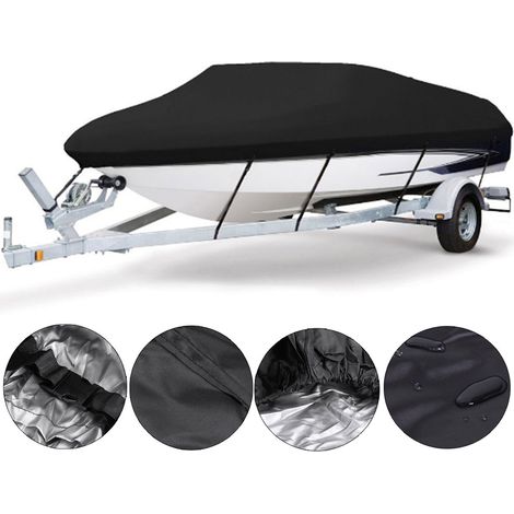 Bâche de bateau en forme de V pour bateaux de 6 à 6,7 m (20 à 22 pieds), 700 x 320 cm, en tissu Oxford noir 210D résistant.