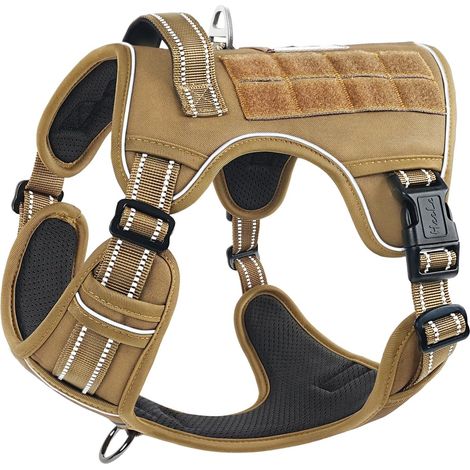 Harnais Chien Tactique, Militaire, Gilet Tactique Molle, Marron, M (1/5)