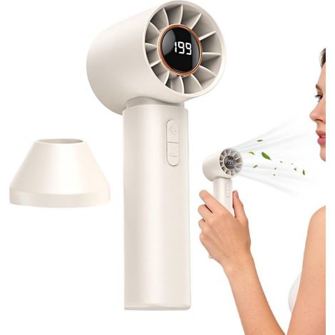 Ventilateur portable (blanc), glacière rechargeable avec affichage numérique à dégagement rapide, idéal pour les voyages, les vacances, le camping, la (1/5)