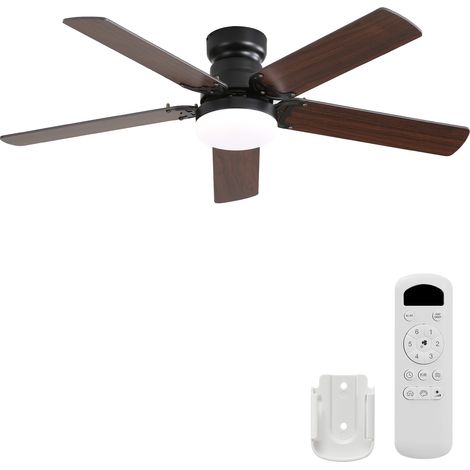 106cm flacher Deckenventilator mit Beleuchtung und Fernbedienung, leiser DC-Motor, Timer- & Licht-Speicherfunktion (1/5)