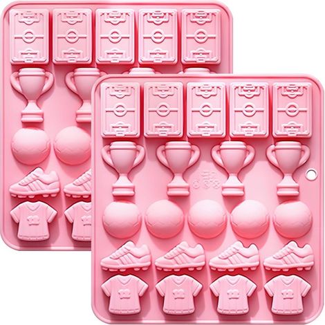 Silikonformen mit Sportmotiven, Fußballformen, rosa, 3er-Set (QY262)