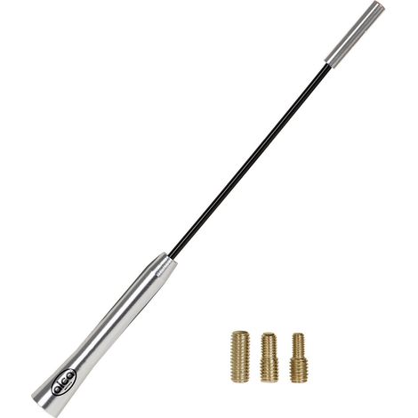 alca® Autoantenne AM FM DAB+ Auto Dachantenne Marder-Stopp Universal 27 cm schwarz-silber Metall Set M4 M5 M6 Adapter Kfz Antenne Mast Mardersicher