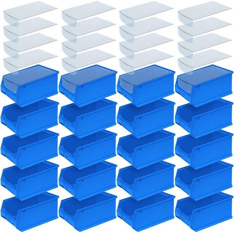 BRB Lot de 20 boîtes de présentation professionnelles LB3 avec couvercle anti-poussière transparent Bleu 7,6 l 350 x 200 x 150 mm (1/2)
