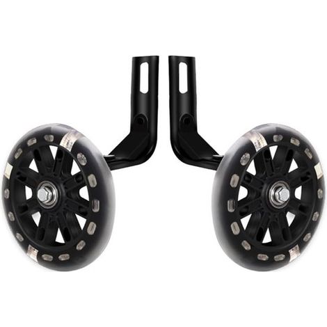 Ruedines de entrenamiento para bicicletas infantiles, Ruedines resistentes, Ruedas con luces, 45 cm (18 pulgadas), Negro (1/5)