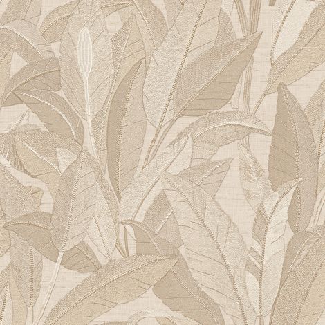 Papier peint de luxe exclusif Profhome RE521052-DI papier peint intissé gaufré à chaud gaufré avec des ornements floraux satiné ivoire blanc-crème beige nacré 5,33 m2