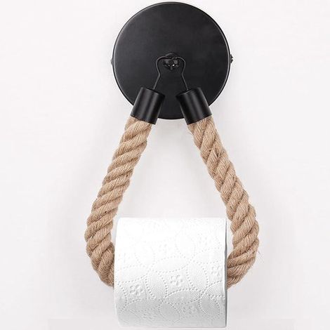 Porte-papier toilette vintage noir, porte-rouleau de cuisine, porte-papier toilette noir, porte-serviettes mural de remplacement (sans clous) (1/5)